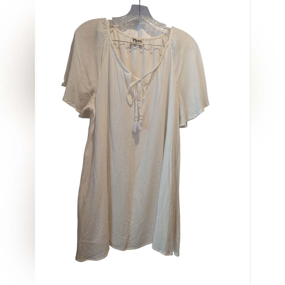 Show Me Your Mumu White Juana Tassel Tunic Top Cover Up Size Small *Note Re Spot - Picture 2 of 13